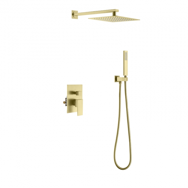 Essence Hardware Mercer Pressure Balance Shower Set with Rainfall and Handheld, Brushed Gold