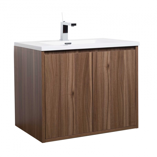 Alisson 27.6" Wall-Mount Bathroom Vanity, Walnut