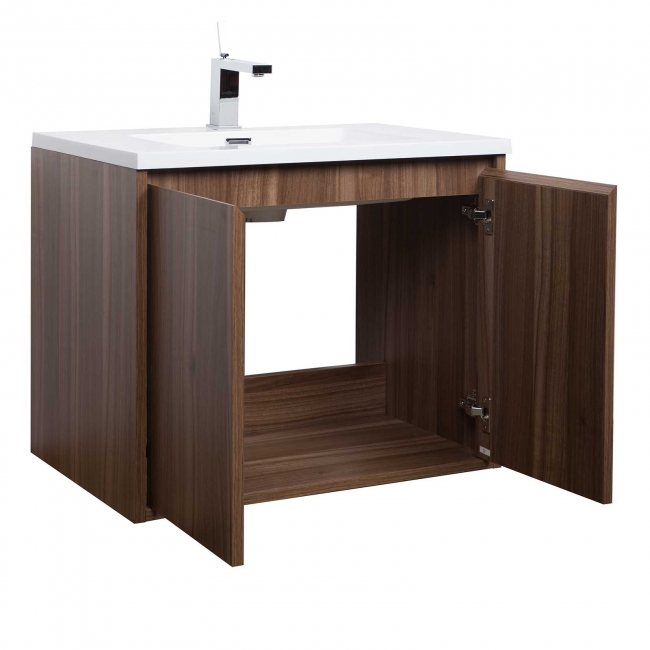 Alisson 27.6" Wall-Mount Bathroom Vanity, Walnut