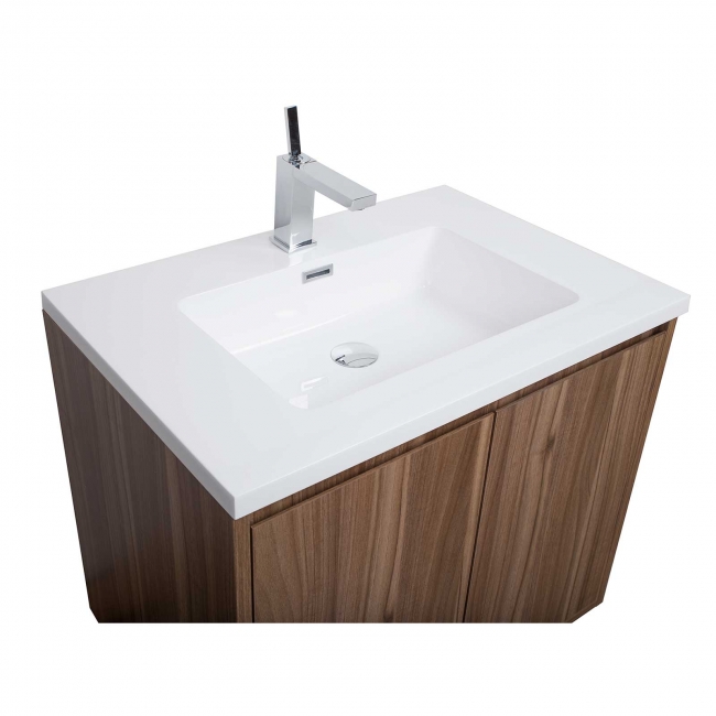 Alisson 27.6" Wall-Mount Bathroom Vanity, Walnut