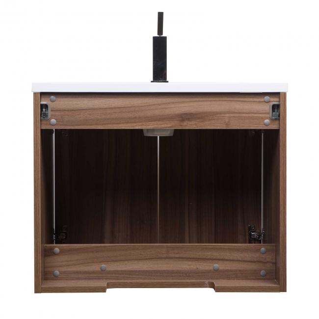 Alisson 27.6" Wall-Mount Bathroom Vanity, Walnut