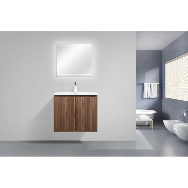 Alisson 27.6" Wall-Mount Bathroom Vanity, WalnutAlisson 27.6" Wall-Mount Bathroom Vanity, Walnut