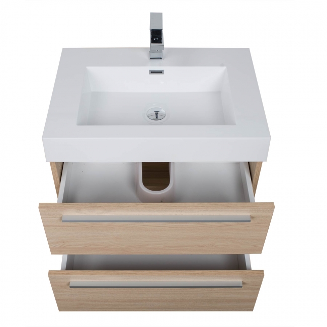 27" Wall Mounted Bathroom Vanity, White Oak