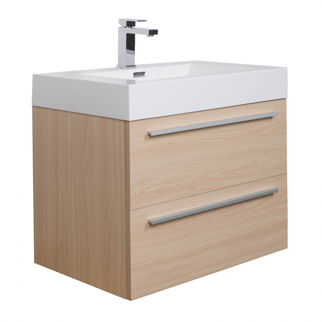 27" Wall Mounted Bathroom Vanity, White Oak