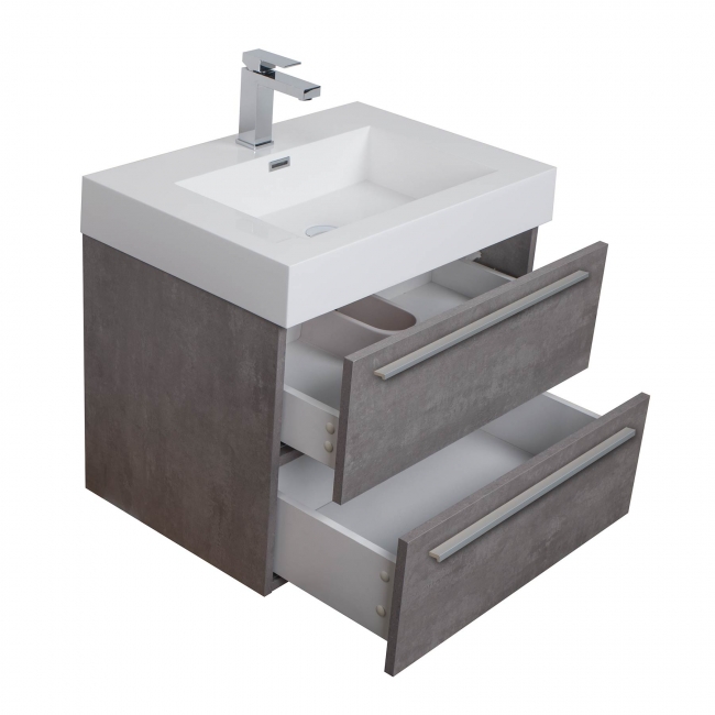 27" Wall Mounted Bathroom Vanity, Cement Grey