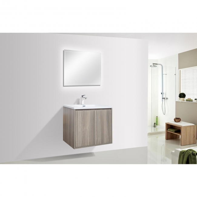 Alisson 27.6" Wall-Mount Bathroom Vanity, Maple Grey