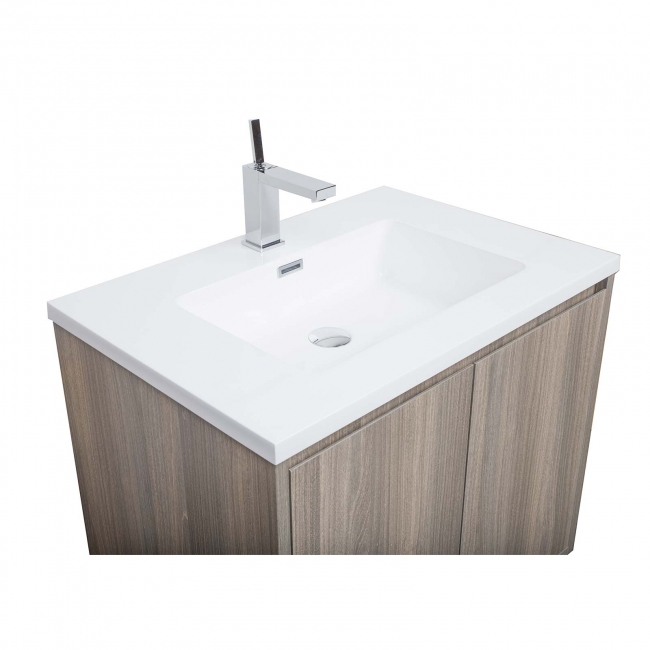 Alisson 27.6" Wall-Mount Bathroom Vanity, Maple Grey