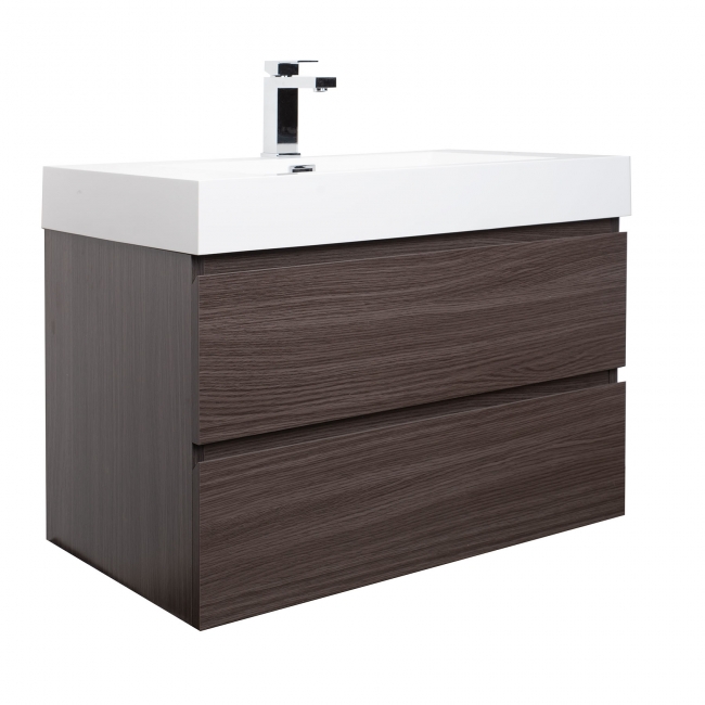 Angela 31.5" Wall-Mount Bathroom Vanity, Char Oak TN-AG800-CO