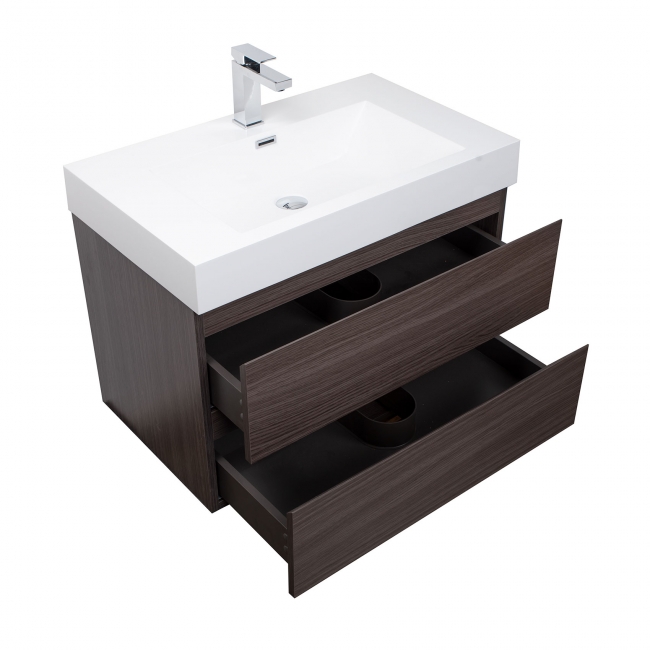 Angela 31.5" Wall-Mount Bathroom Vanity, Char Oak TN-AG800-CO