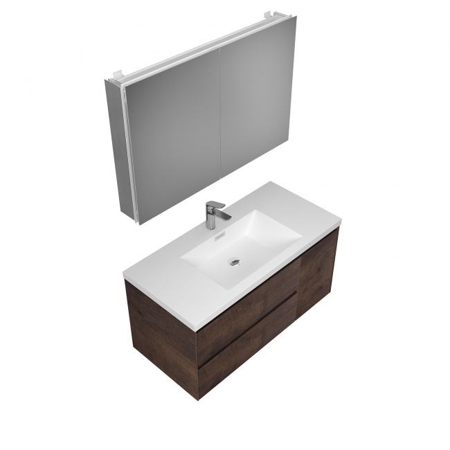 Andes 41.9" Wall-Mount Bathroom Vanity in Rosewood with White Vanity Top TN-AD1065L-RW