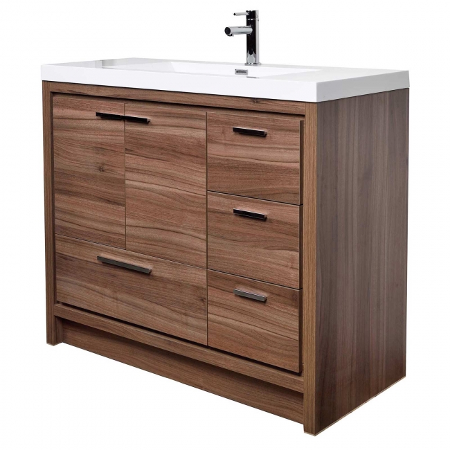 CBI 42 Inch Modern Bathroom Vanity TN-LA1065R-WN, Walnut