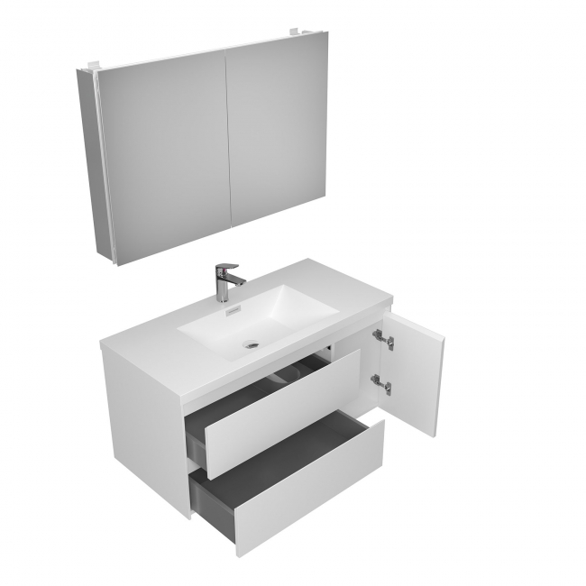 Andes 41.9" Wall-Mount Bathroom Vanity in Gloss White with White Vanity Top TN-AD1065L-HGW