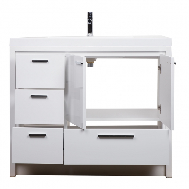 CBI 36" Inch Modern Bathroom Vanity TN-LA900L-HGW, Gloss White