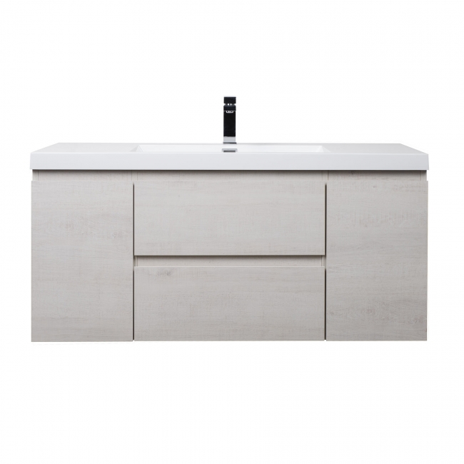 47" Angela Wall Mounted Modern Single Vanity, Birch White TN-AG1200-BW