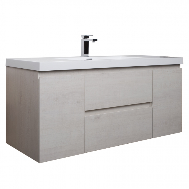 47" Angela Wall Mounted Modern Single Vanity, Birch White TN-AG1200-BW