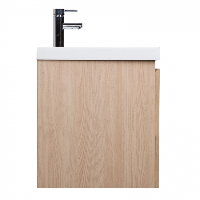 Angela 48" Contemporary Double Wall Mounted Bathroom Vanity, White Oak