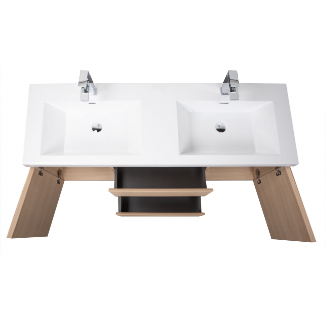 Angela 60" Wall Mounted Double Sink Vanity, White Oak TN-AG1500-1D-WO