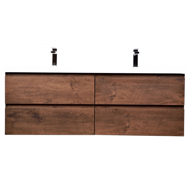 Angela 48" Contemporary Double Wall Mounted Bathroom Vanity, RosewoodAngela 48" Contemporary Double Wall Mounted Bathroom Vanity, Rosewood