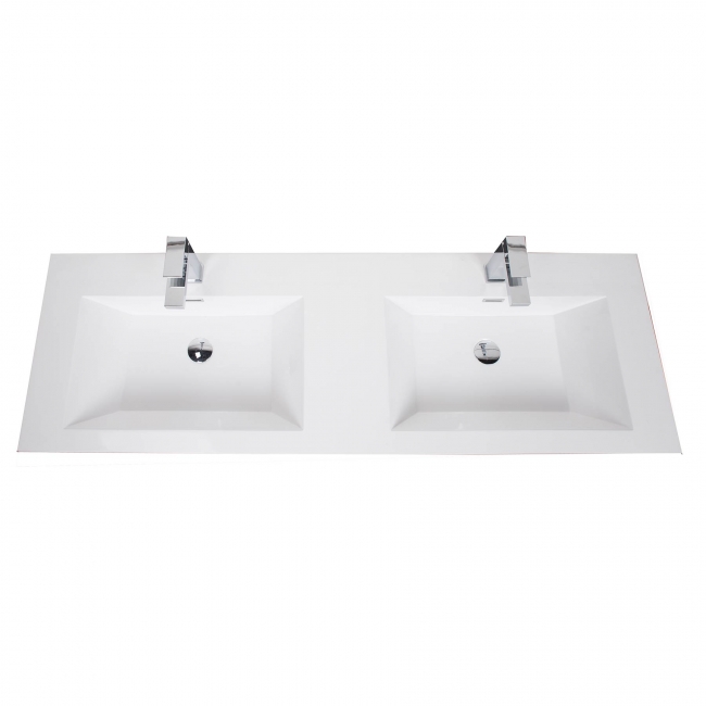 59" Angela Wall Mounted Modern Double Sink Vanity , Cement Grey