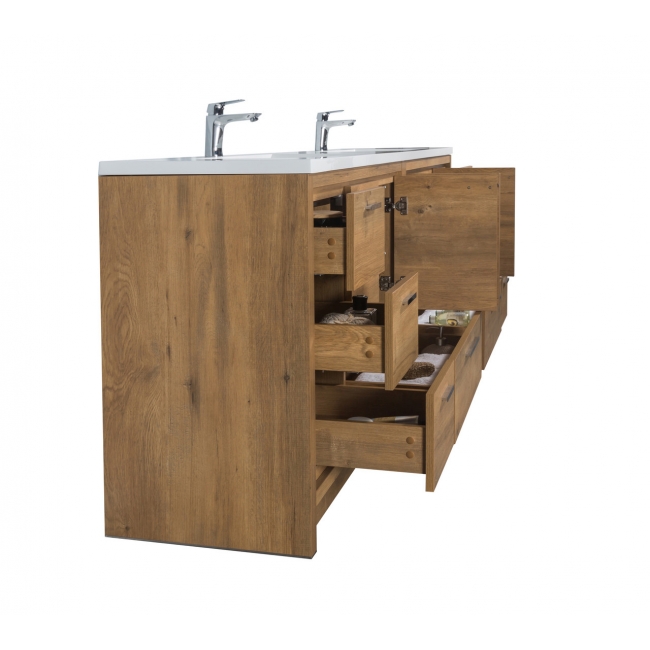 Enna 72" Free Standing Bath Vanity with Double Sink, Natual Oak TN-LA1800-NO