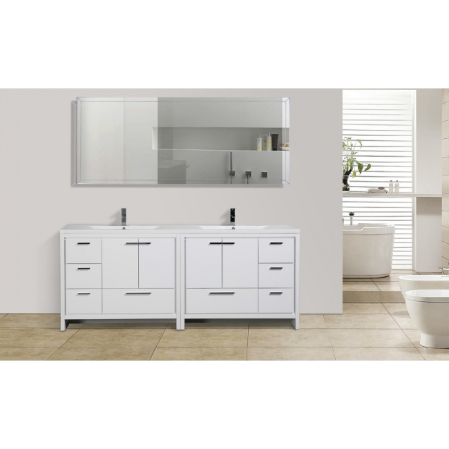 Enna 72" Free Standing Bath Vanity with Double Sink, Gloss White TN-LA1800-HGW