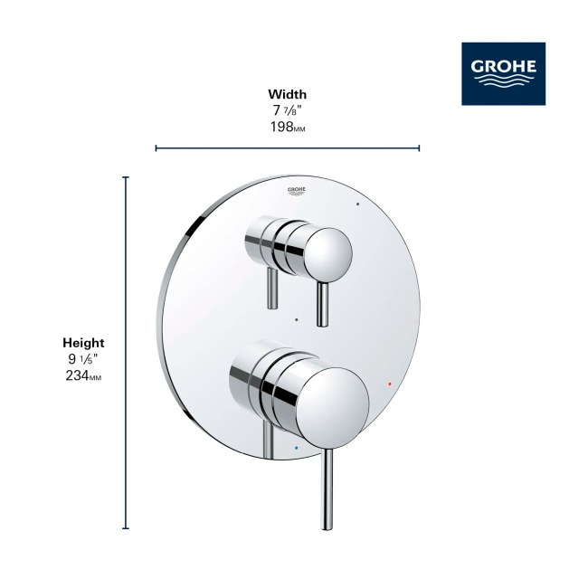Grohe 29423GN0 TIMELESS PRESSURE BALANCE VALVE TRIM WITH 2-WAY DIVERTER WITH CARTRIDGE