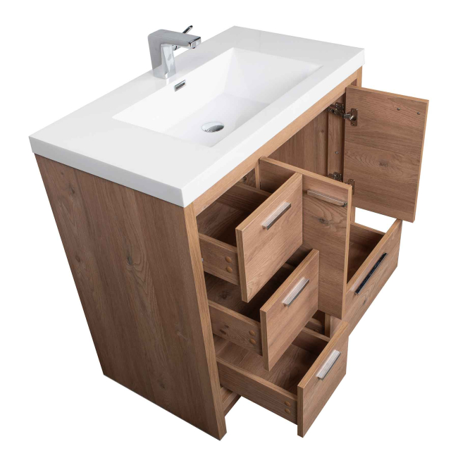 Enna 36 Inch Modern Bathroom Vanity in Natural Oak, TN-LA900L-RO