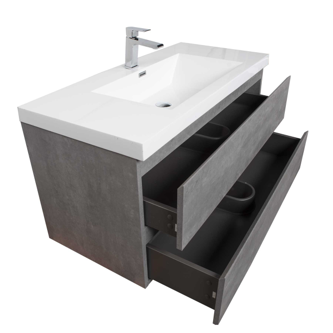 Angela 42 Inch Wall-Mount Bathroom Vanity, Cement Grey