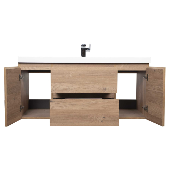 Angela 48" Wall Mounted Modern Single Vanity, Red Oak TN-AG1200-RO Angela 48" Wall Mounted Modern Single Vanity, Red Oak TN-AG1200-RO