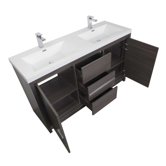 CBI Enna 59 Inch Double Bathroom Vanity Grey Oak TN-LA1500D-COCBI Enna 59 Inch Double Bathroom Vanity Grey Oak TN-LA1500D-CO