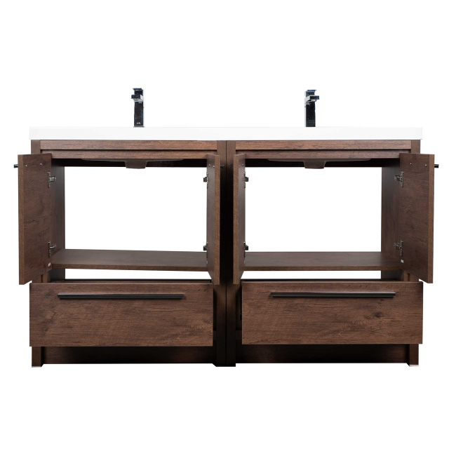 Enna 60" Free Standing Bath Vanity with Double Sink,Rosewood