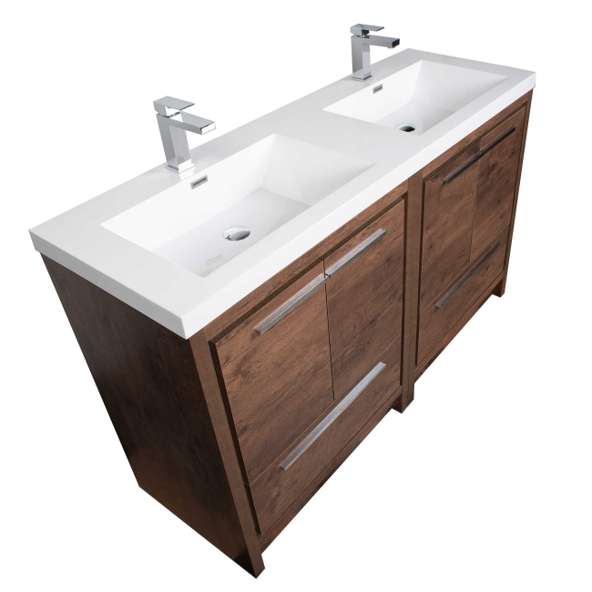 Enna 60" Free Standing Bath Vanity with Double Sink,Rosewood