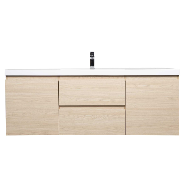 Angela 60" Wall Mounted Modern Single Vanity,  White Oak Angela 60" Wall Mounted Modern Single Vanity,  White Oak