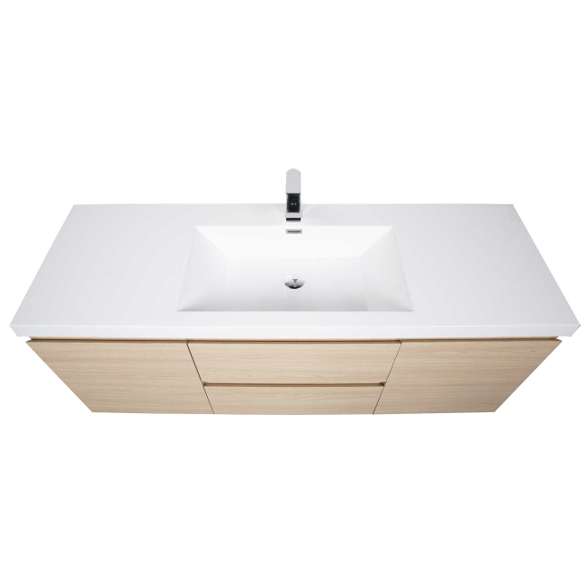 Angela 60" Wall Mounted Modern Single Vanity,  White Oak Angela 60" Wall Mounted Modern Single Vanity,  White Oak