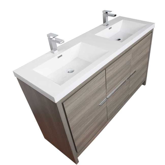 CBI Enna 59 Inch Double Bathroom Vanity, Maple Grey CBI Enna 59 Inch Double Bathroom Vanity, Maple Grey