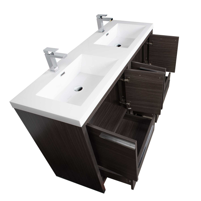 Enna 48" Free Standing Bath Vanity with Double Sink, Char Oak