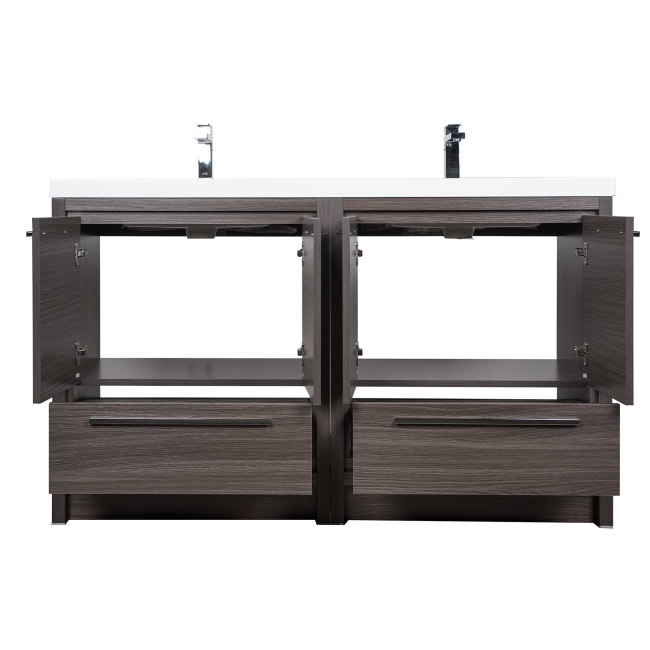 Enna 48" Free Standing Bath Vanity with Double Sink, Char Oak