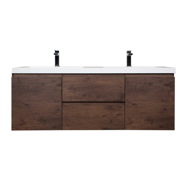 Angela 60" Wall Mounted Modern Single Vanity,  Rosewood