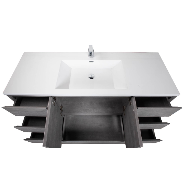 CBI Edison 60 Inch Single Modern Bathroom Vanity , Cement Grey TN-ED1500S-CG