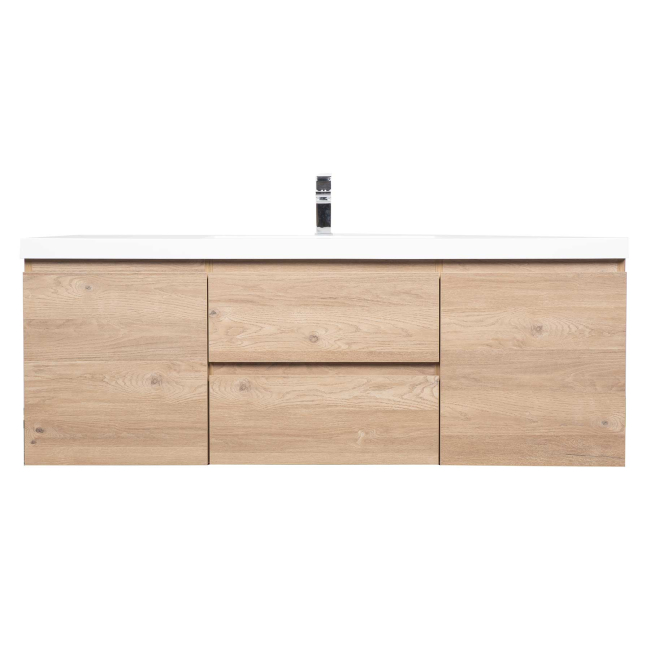 Angela 60" Wall Mounted Modern Single Vanity,  Rd Oak
