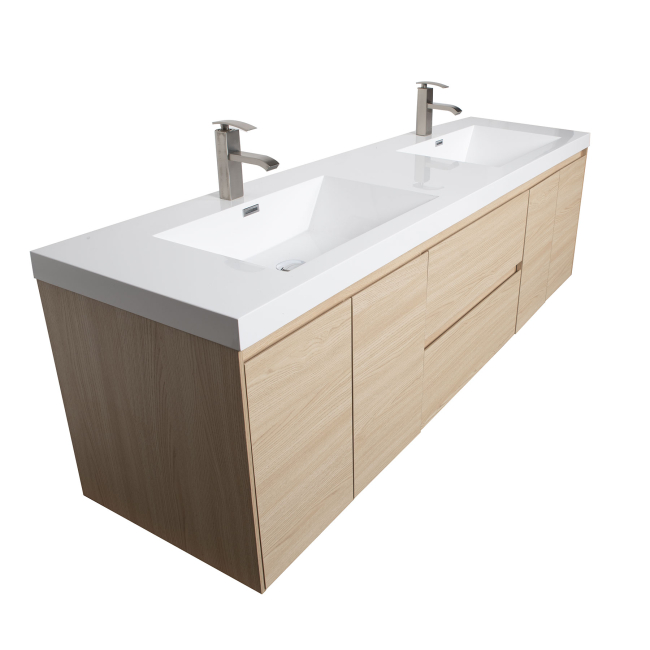 Andes 72" Contemporary Double Wall Mounted , White Oak  TN-AD1800-WO