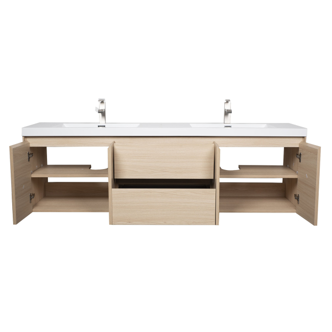 Andes 72" Contemporary Double Wall Mounted , White Oak  TN-AD1800-WO