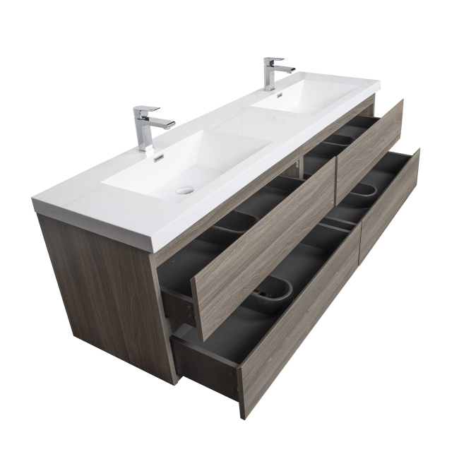 Angela 72" Contemporary Double Wall Mounted , Maple Grey TN-AG1800-1MPG