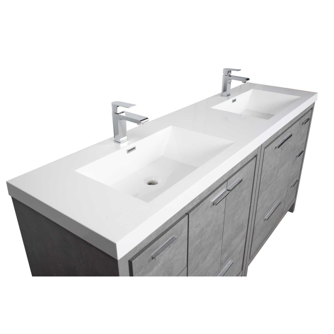Enna 72" Free Standing Bath Vanity with Double Sink, Cement Grey