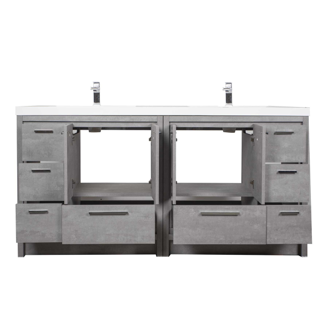 Enna 72" Free Standing Bath Vanity with Double Sink, Cement Grey