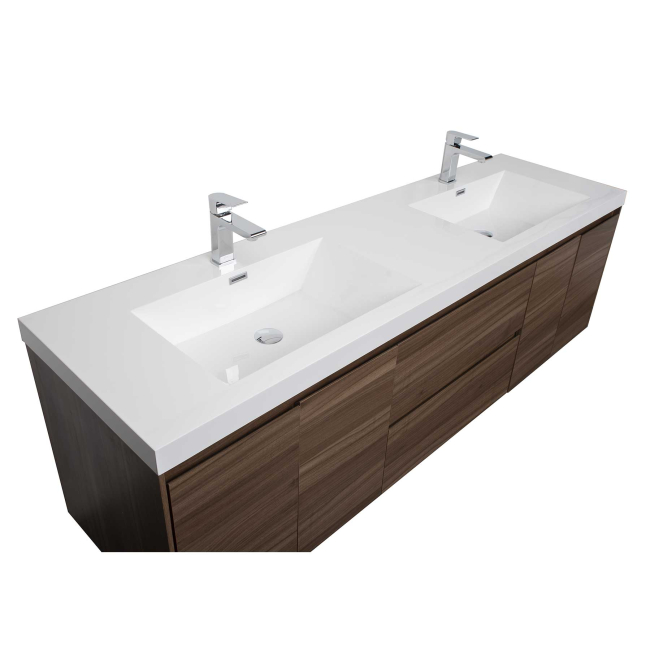 Andes 72" Contemporary Double Wall Mounted ,Wallnut
