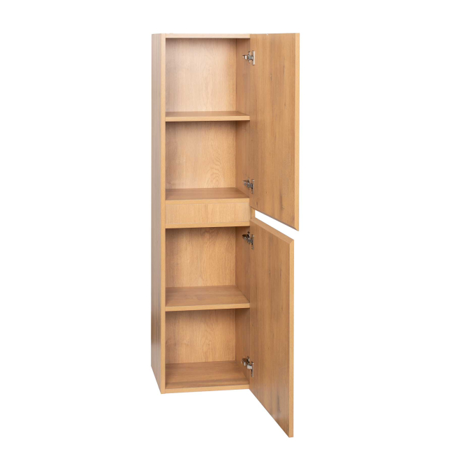 Angela 16" x 59" Wall Mounted Linen Cabinet, Natural Oak Angela 16" x 59" Wall Mounted Linen Cabinet, Natural Oak