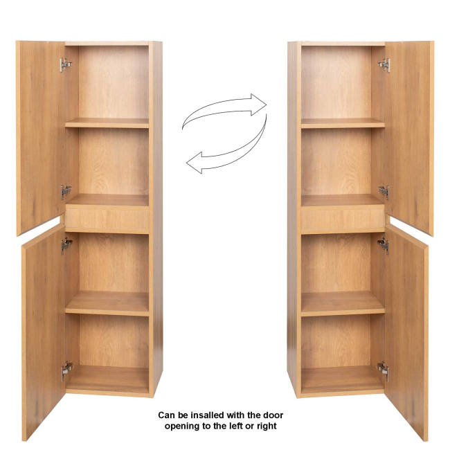 Angela 16" x 59" Wall Mounted Linen Cabinet, Natural Oak Angela 16" x 59" Wall Mounted Linen Cabinet, Natural Oak