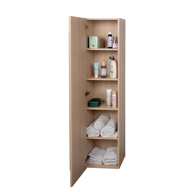 16" x 67" Wall Mounted Linen Cabinet,  White Oak 16" x 67" Wall Mounted Linen Cabinet,  White Oak