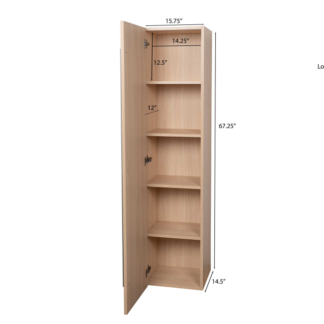 16" x 67" Wall Mounted Linen Cabinet,  White Oak 16" x 67" Wall Mounted Linen Cabinet,  White Oak